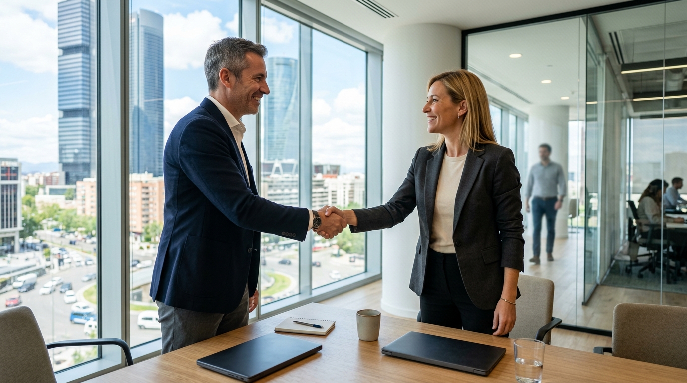 Reunión de equipo comercial analizando pipeline y acuerdos